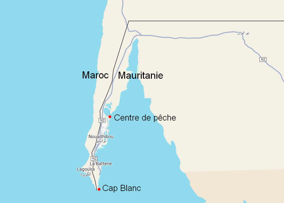 Raid 1994 - Carte presquile Nouadhibou